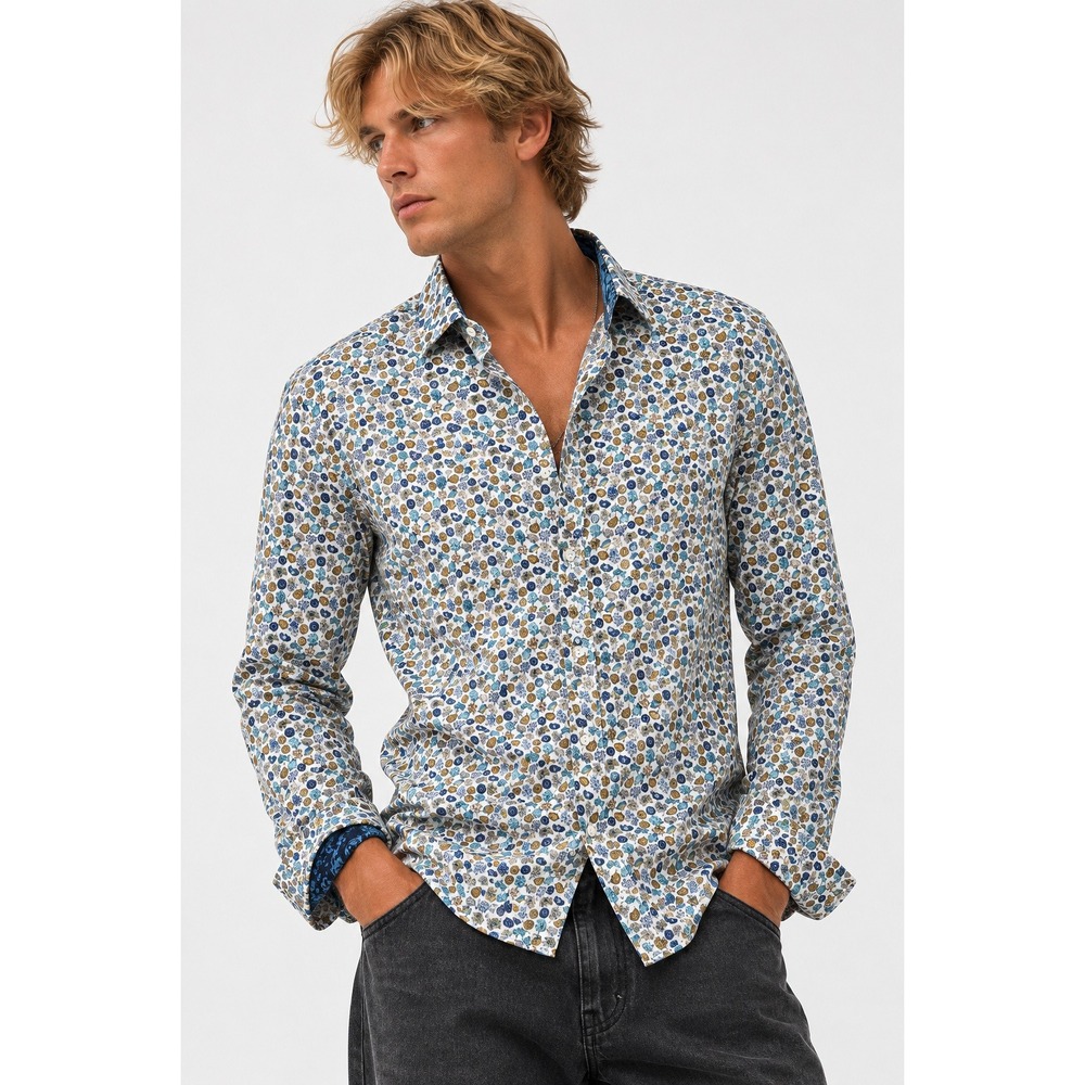 John Lennon Floral Button Up Shirt Long Sleeve 100% Cotton Multicolor M